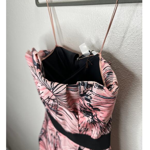 NWT Carolina Herrera Pink Black Splash Parasol Print Faille Strapless Dress S - Picture 5 of 16